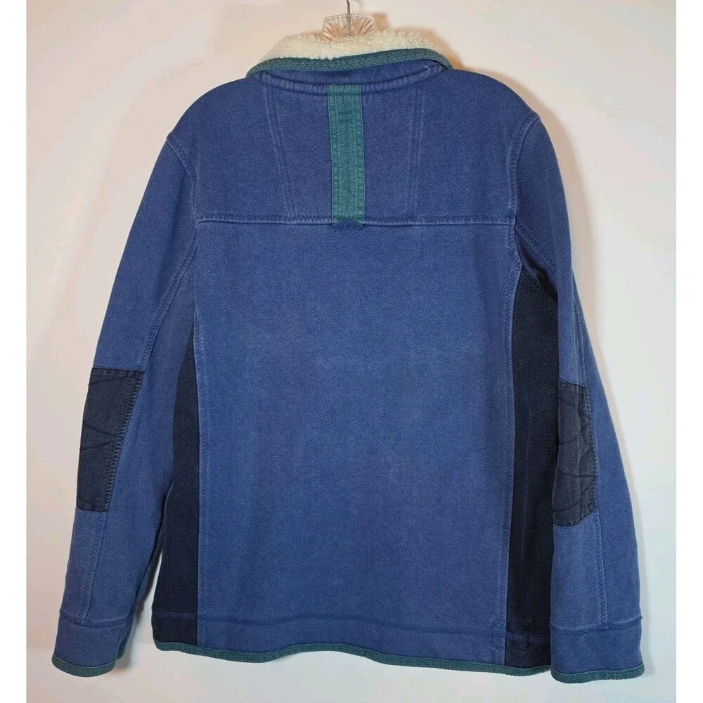 Fat Face Airlie Sweatshirt Mens Quarter Zip Sz M Blue & Green 100% Cotton Rugged